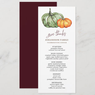 MENU AUTOMNE AMBER GREEN CITROUILLES MERCI DÎNER