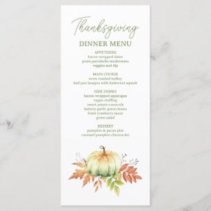 Menu Automne Citrouille Russe Feuille Thanksgiving Dîne