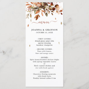 Menu Automne Feuilles Russe Pays Boho Mariage Hommes