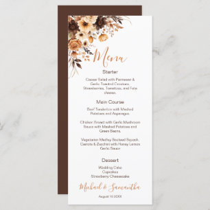Menu Automne Rustique Brown et ivoire Mariage campagnar