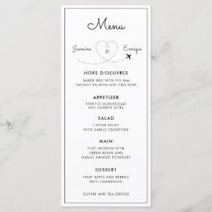 Menu Avion   Mariage de destination
