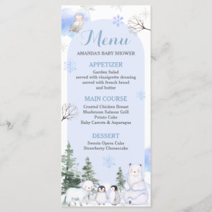 Menu BABY SHOWER ARCTIQUE ANIMAL Snowflakes Arbres