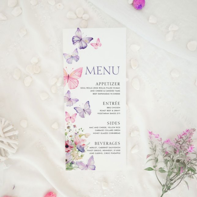 Menu baby shower avec Papillons (Créateur téléchargé)