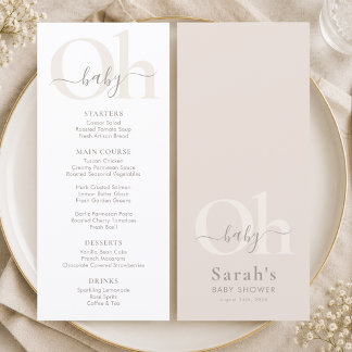 Menu Baby-Shower Blanc Beige Mixte Oh Bébé