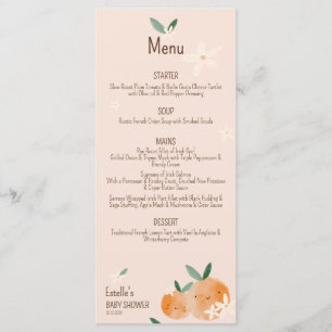 Menu Baby shower botanique Little Cutie Orange Citrus