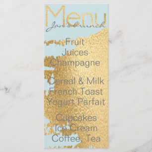 Menu baby shower "Classic Gold/Blue"