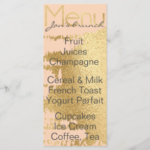 Menu baby shower "Classic Gold/Pink"