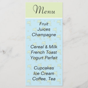 Menu baby shower "Dauphins Bleus"