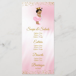 Menu Baby shower de Princess Ethnic Gold Rose