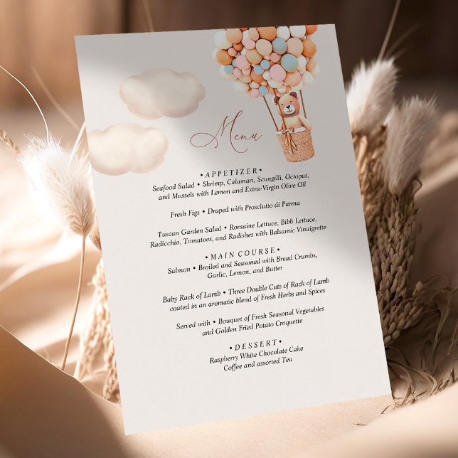 Menu Baby shower d'ours (Créateur téléchargé)