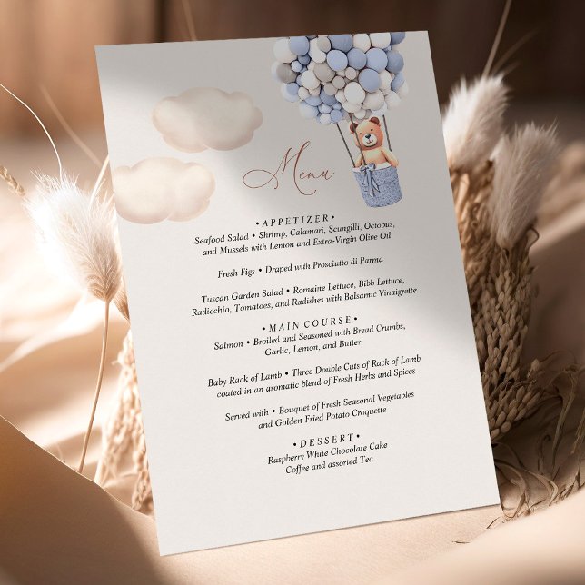 Menu Baby shower d'ours (Créateur téléchargé)