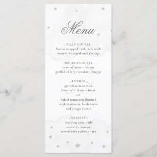 Menu Baby shower élégant Twinkle Little Star Grey