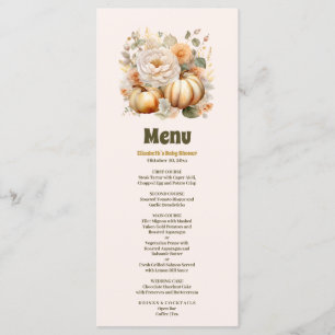 Menu Baby shower floral de petite citrouille