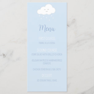 Menu Baby shower Garçon Blue Cloud