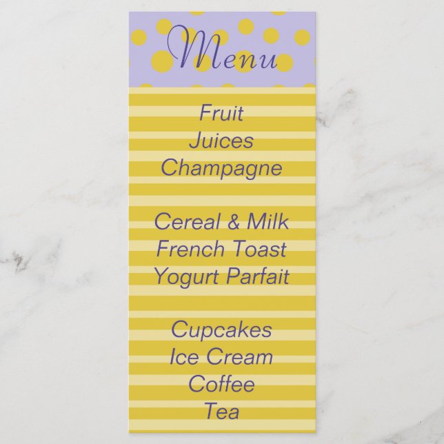 Menu baby shower "Pieds d'or" (Devant)