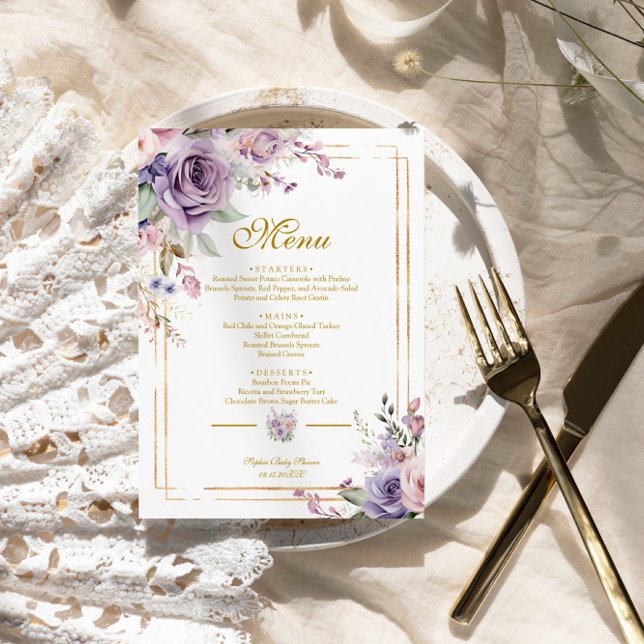 Menu Baby shower Rose violet et blanc (Créateur téléchargé)