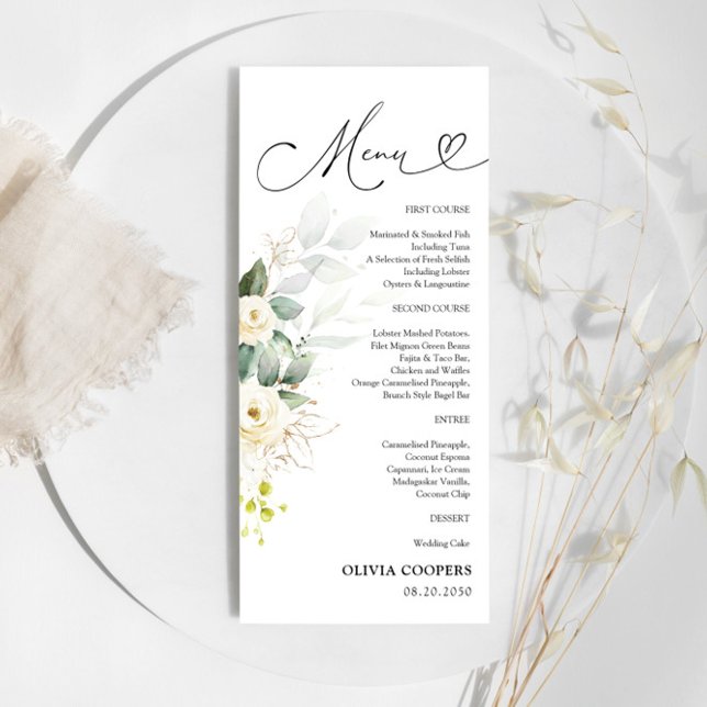 Menu Baby shower Roses blanches (Créateur téléchargé)