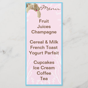 Menu baby shower "Tortue rose"