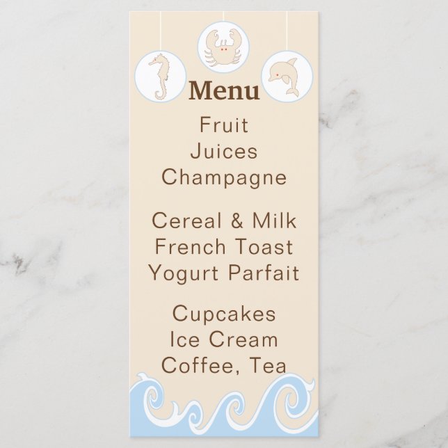 Menu baby shower "Under the Sea Mobile" (Devant)