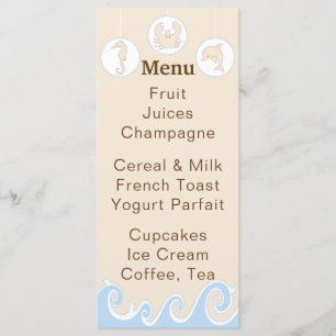 Menu baby shower "Under the Sea Mobile"