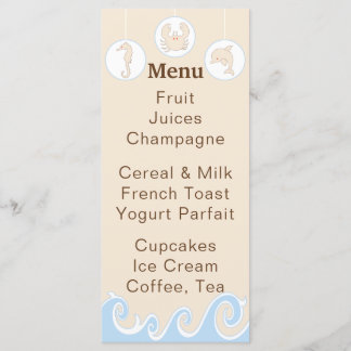 Menu baby shower "Under the Sea Mobile"