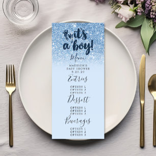 Menu Bain de bébé bleu marine Paillettes C'est un garço