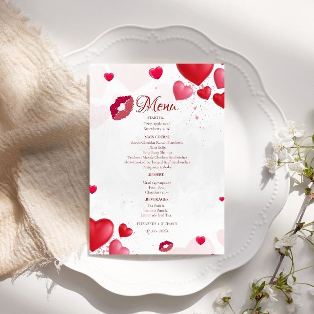 Menu Baiser de la Saint-Valentin rose Fête de la douche (Créateur téléchargé)