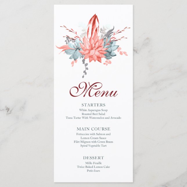 Menu Bar Mitsva Floral Botanique Aquarelle de Succulent (Devant)