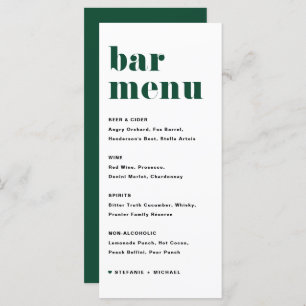 Menu Barre de Mariage Green Bold Retro Typography
