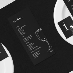 Menu Barre de Mariage noir et blanc minimale
