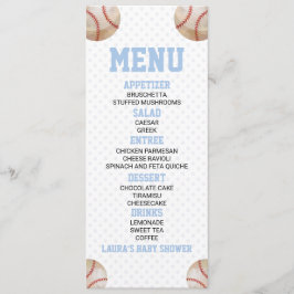 Menu Baseball Sports Blue Baby shower Nourriture