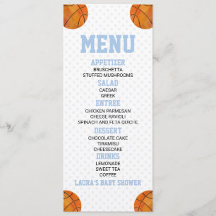 Menu Basketball Ball Sports Blue Baby shower Nourriture