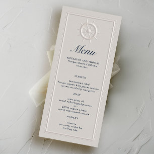 Menu Bateau côtier Helm Faux Embossé Mariage officiel
