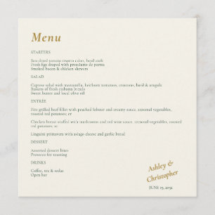 Menu Beau Mariage d'ivoire Floral Aquarelle