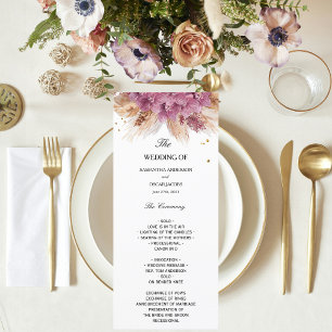 Menu Beauté élégante moderne Orchidée rose & Pampas & O