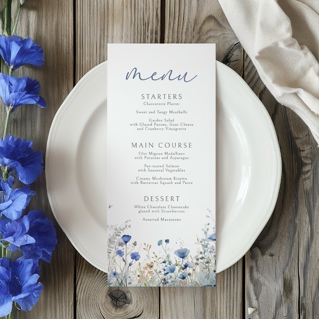 Menu Bébé Bleu En Fleur Baby shower Fleur sauvage Flora (Créateur téléchargé)