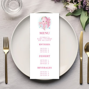 Menu Bébé Fille Pieuvre Rose Aquarelle Baby Shower