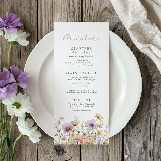 Menu Bébé pourpre dans le Baby shower Fleur sauvage fle (Créateur téléchargé)