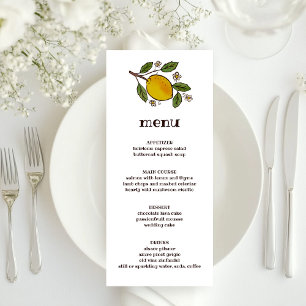 Menu Belle Aquarelle de citron Rustique moderne PERSONN
