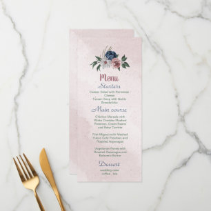 Menu Belle couleur rose blanc marine bleu fleur vert