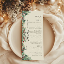 Menu Berries d'hiver et Pine Aquarelle Mariage de verdu