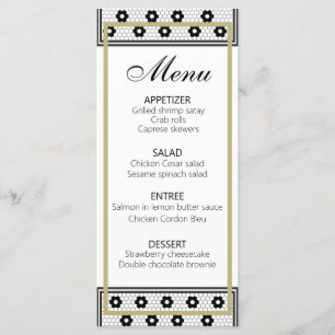 Menu Bistro Français Vintage Noir Blanc Or