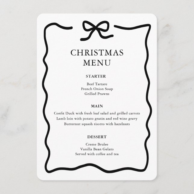 Menu Black and White Christmas (Devant)