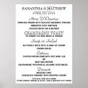 Menu Black and white DIY party Poster