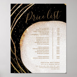 Menü "Black Gold Glitzer Stylist Salon Price List" Poster