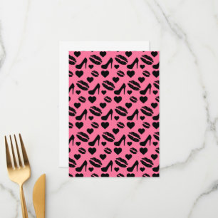 Menu Black High Heels Kisses Lips Girly Makeup Hearts