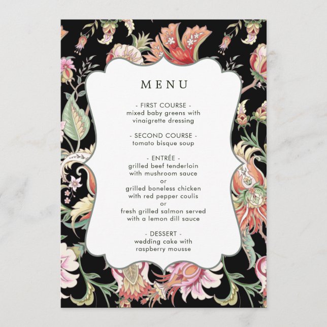 Menu Black | Imaginaire tropical Boho Floral Mariage Me (Devant)