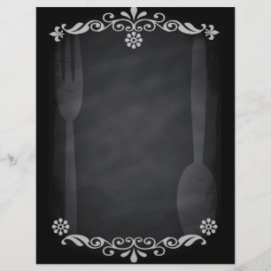 Menu Blackboard Sketch Cuillère fourche de nourrit