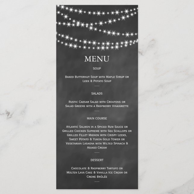 Menü "Blackboard Twinkle Lights" Menükarte (Vorderseite)