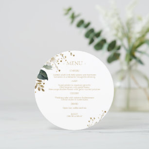 Menu Blanc chic   Mariage d'aquarelle de feuillage flor